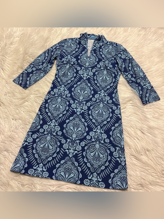 J. McLaughlin Dresses & Skirts - J. McLaughlin Navy and Light Blue Medallion Long Sleeve Dress
